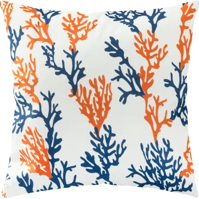ASDIVA Darymex Velvet - Fluwelen Sierkussensloop - 43x43 cm - Zeekoraal - Maritiem Motief - Met Blinde Rits Wit