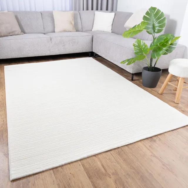 Koho Carpets Crème Tapijt Laagpolig Vloerkleed Koho Mono Lux - 200x290cm- Modern - Woonkamer - Salon - Slaapkamer - Eetkamer