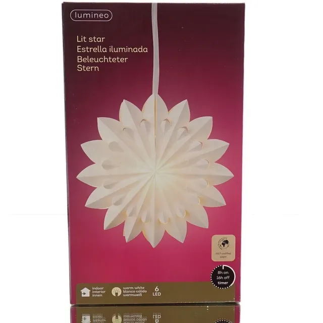 Kaemingk BV Lumineo ster wit 60 cm 6 LED papier warmwit