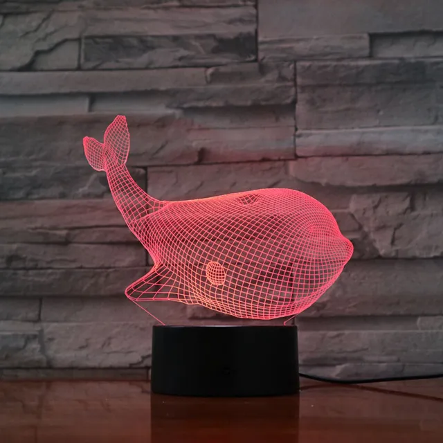 MC Living 3D Led Lamp Met Gravering - RGB 7 Kleuren - Walvis