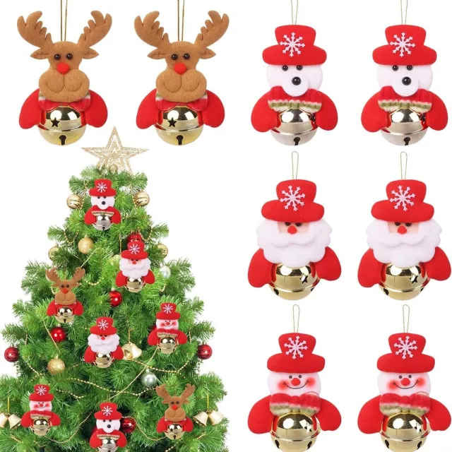 Cosensi Kerstklok ornamenten hangende decoraties 8 stuks feestartikelen Any