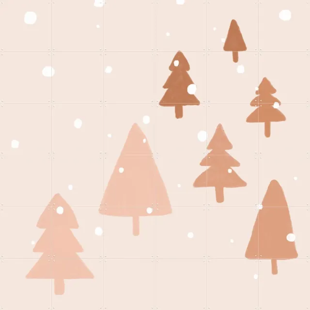 IXXI Pastel Winter Trees, Orara Studio & Various - 120 x 120 cm - Grote wanddecoratie en posters - Modern, Digitale Kunst, Geometrische Kunst, Speels Roze