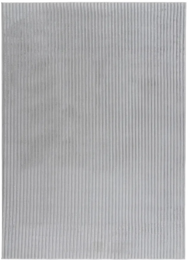 Dutch XXL Hoogpolig Vloerkleed | Tapijt | Plush | Strepen | Zilver | 80x150 cm
