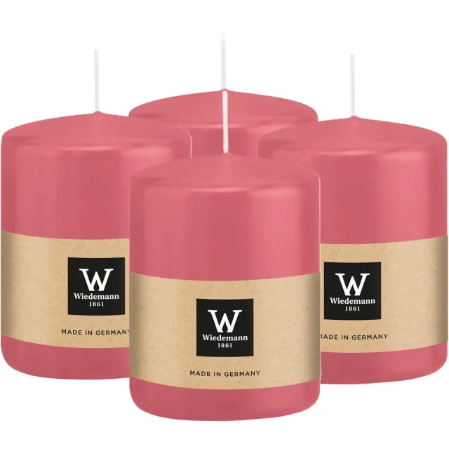 Wiedemann Cilinderkaars/stompkaars - 4x - roze - 6 x 8 cm - 29 branduren - zuilkaarsen
