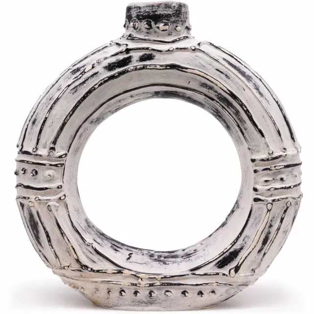 Ancient Wisdom Ronde donutvormige vaas - crème 30 cm