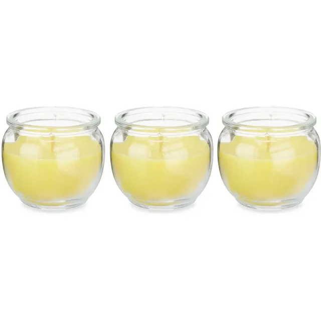 IBERGARDEN Citronella kaars in houder - 3x - glas - 20 branduren geel