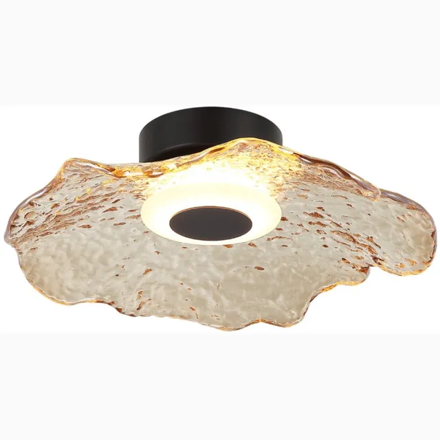 KOSILUM Lioria - Plafondlamp - Zwart en amber - Metaal en glas