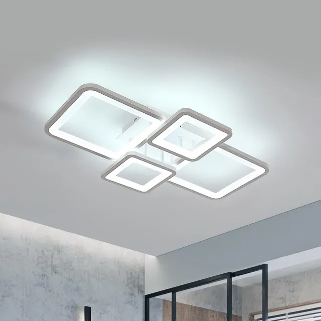 Haobosic Luxe Vierkant - Plafondlamp - Wit - 4-armig - 56W Wit Licht 6500K