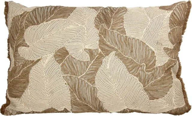 HD Collection Cushion Palm Leaf Cotton Natural 40x60cm Bruin