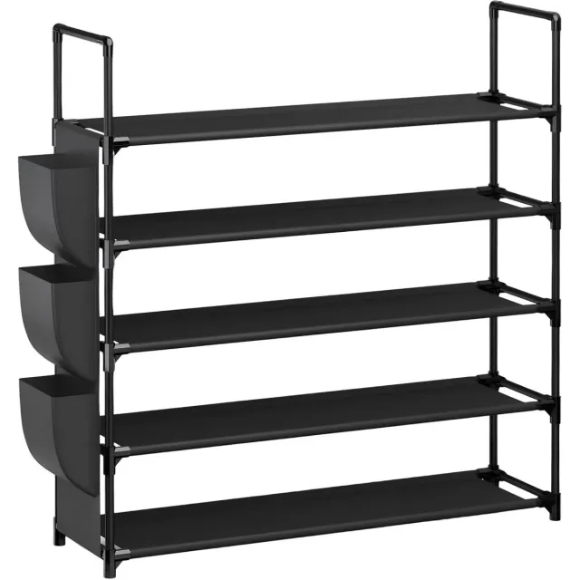 Unyqoos ® Multifunctioneel Schoenenrek Met 5 Verstelbare Etages Voor Optimaal Ruimtegebruik In Huis zwart