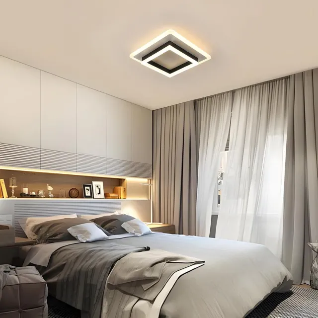 Haobosic 30W Plafonnier LED - Moderne - 3000K Warm Licht - Carré Zwart