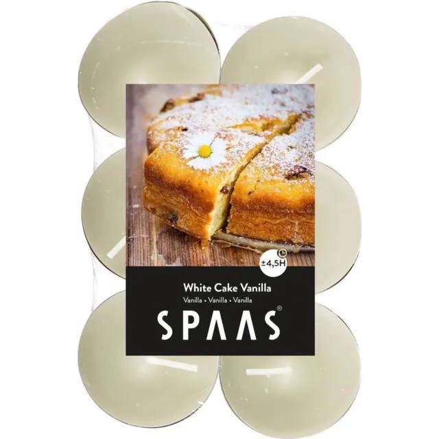 Spaas Geurtheelichtjes/waxinelichtjes - 60x - White Cake Vanilla - 4,5 branduren - geurkaarsen Creme