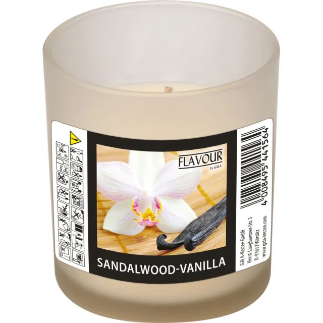 Conpax Candles geurkaars - sandelwood/vanille geur - wit - 8 branduren - in glas - aroma kaars Ivoorwit
