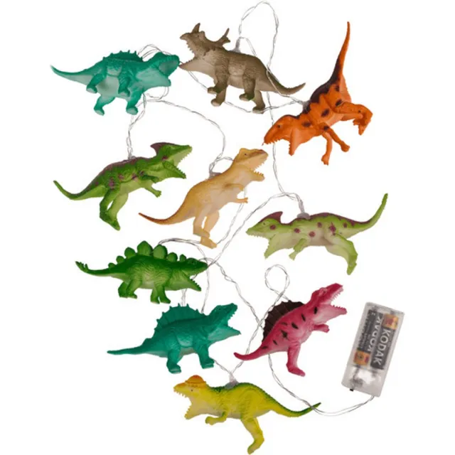 Out of the Blue Dino Lichtslinger - dinosaurussen lichtsnoer - LED - 170 cm - op batterijen - multi kleuren