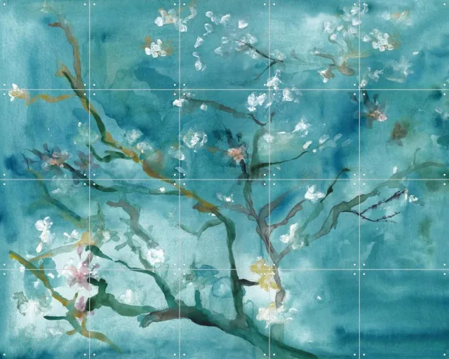 IXXI Almond Blossom, Victoria Verbaan & Van Gogh 21st Century - 100 x 80 cm - Grote wanddecoratie en posters - Aquarel, Impressionisme, Klassiek Warme kleuren / Blauw
