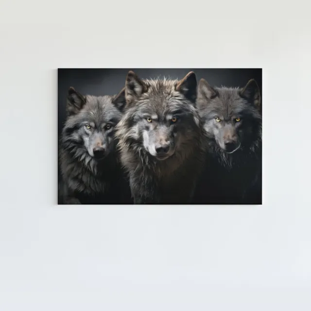 Trendex Global Canvas Schilderij - Dieren - Wolf - Wolven - 120x80x2 cm Bruin