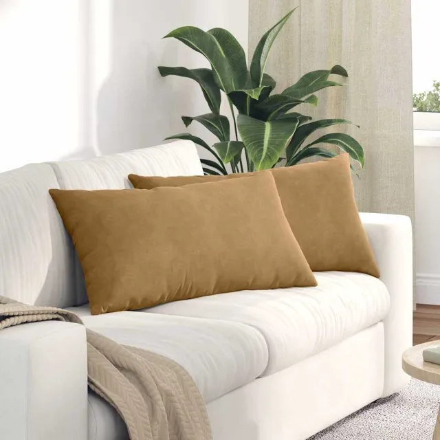 vidaXL Sofa Kussens 2 st fluweel Bruin 80 x 40 cm