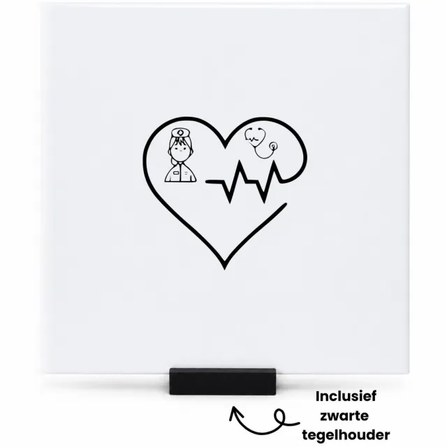 Hacebo Ziekenhuis tegeltje met tegelhouder - Ziekenhuis - beste verpleegster - tegeltjes met tekst - bedankt voor alle hulp cadeau - dokter - ambulance - verpleegster cadeau - spreuktegels - 15x15 CM Wit