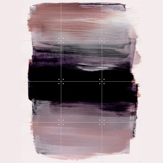 IXXI Abstract Brush Strokes 159X, Mareike Böhmer - 60 x 80 cm - Grote wanddecoratie en posters - Abstract, Minimalisme, Kwaststreken, Studeerkamer Zwart / Paars / Grijs