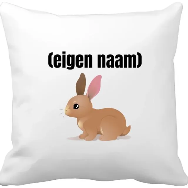 Akyol konijn met eigen naam Kussen hoes - Konijn - konijnen liefhebbers - iemand die houdt van konijnen - verjaardag - cadeau - kado - 40 bij 40 cm Multicolor