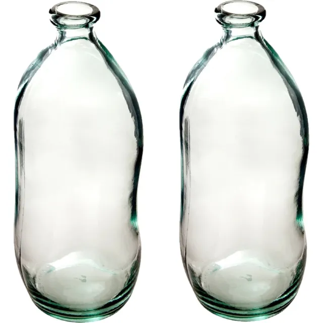 Atmosphera bloemenvaas Pisa - 2x - Organische fles vorm - helder transparant - glas - 36 x 15 cm