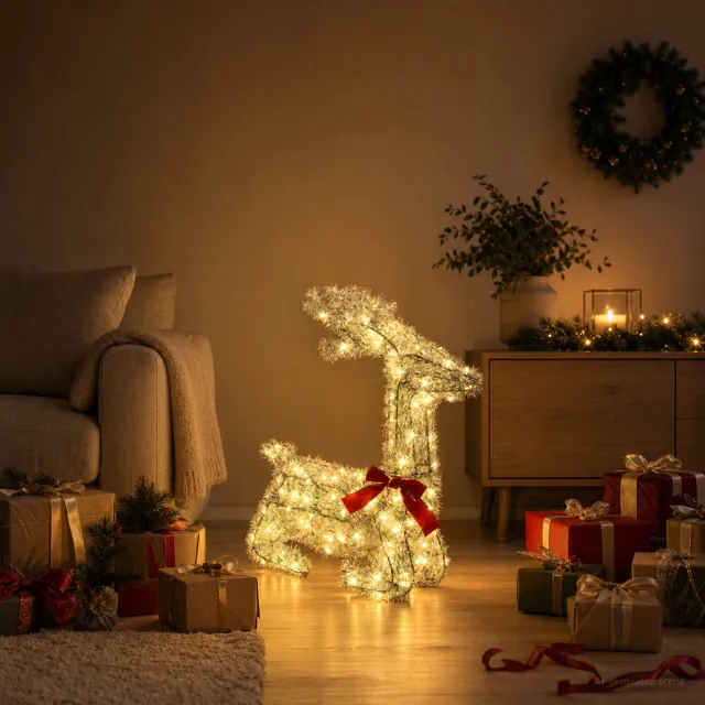 vidaXL 3D Kerst Rendier LOVIISA 140 LED's Warmwit 55 x 22 x 63 cm