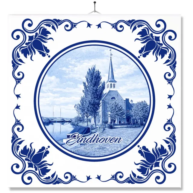 MC Living Tegel Met Opdruk | Elahuizen | Delft Blauw | Cadeau | Inclusief Geschenkdoos | Standaard | Ophangsysteem Multi-Color