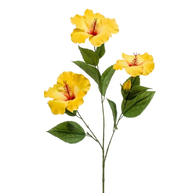 Emerald Kunstbloem Hibiscus 82cm geel - Kunstplant voor binnen