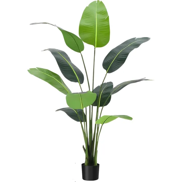 Happiq Kunstmatige Paradijsvogel Boom - Voor Binnen, Buiten & Kantoor - Tropische Faux Bananenblad Plant - 2 Stuks - Maat: Groen