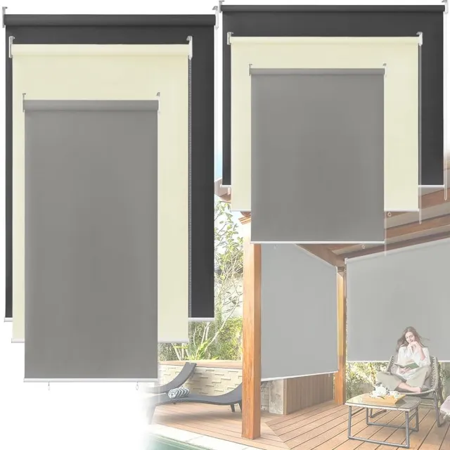 NAIZY Verticaal Zonnescherm, Rolgordijn voor Buiten, Balkonrolgordijn, Verduisteringsrolgordijn, Niet Boren, Met UV-bescherming en Reflecterende Thermische Functie - 100 x 240 cm, Antraciet