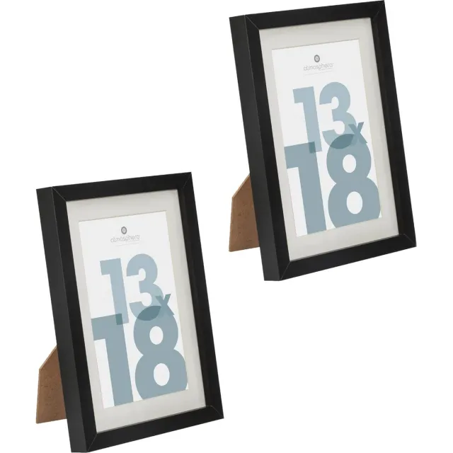 5Five® Atmosphera fotolijstje voor een foto van 13 x 18 cm - 2x - zwart - foto frame Manu - modern/strak ontwerp