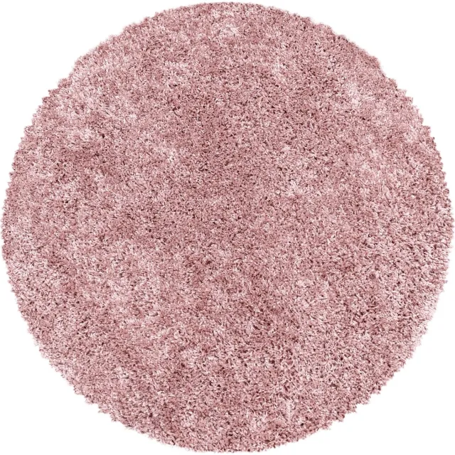 Muratap Monaco Soft Rond Shaggy Hoogpolig Vloerkleed Roze- 200 CM Ø