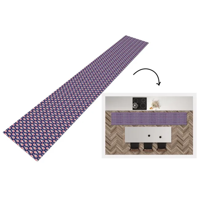 KitchenYeah Keukenloper - Keukenmat vinyl Patronen - Vintage - Blauw - Rood - Keukenmatten loper - Keuken vloerkleed tapijt, foto 4