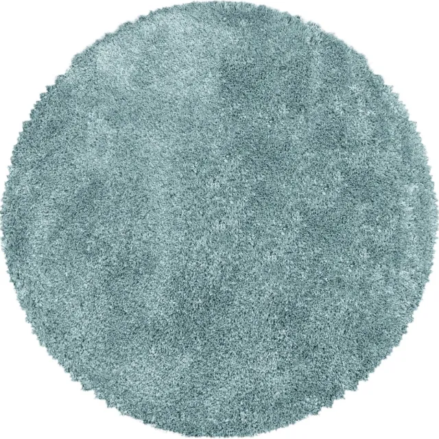 flycarpets Luna Vloerkleed Rond - Blauw - Hoogpolig - 160 cm