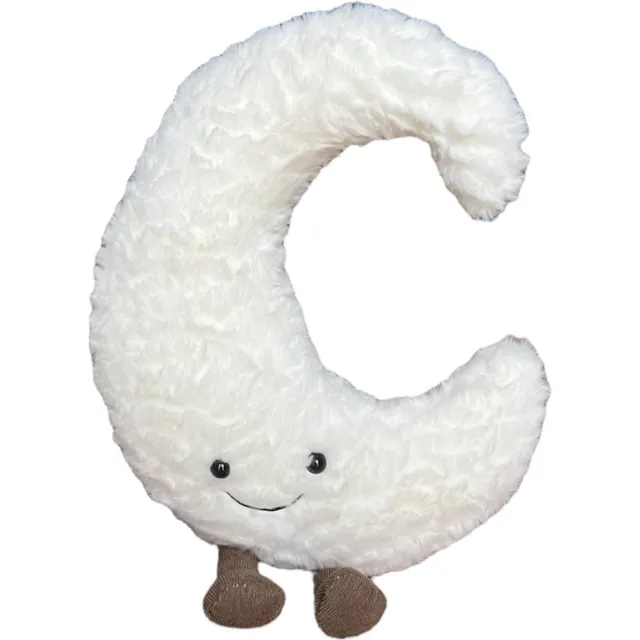 KimDo Lachende Maan kussen - 40 cm - Wit - Babykamer Decoratie - Kraamcadeau - Knuffel