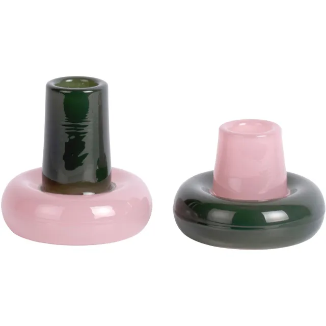 Present Time Kandelaar Firenze - Groen/Roze - 2x2x8 cm
