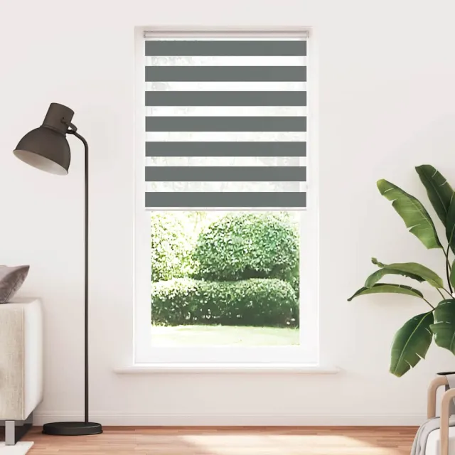 vidaXL Zebra rolgordijn 115x200 cm stofbreedte 110,9 cm donkergrijs