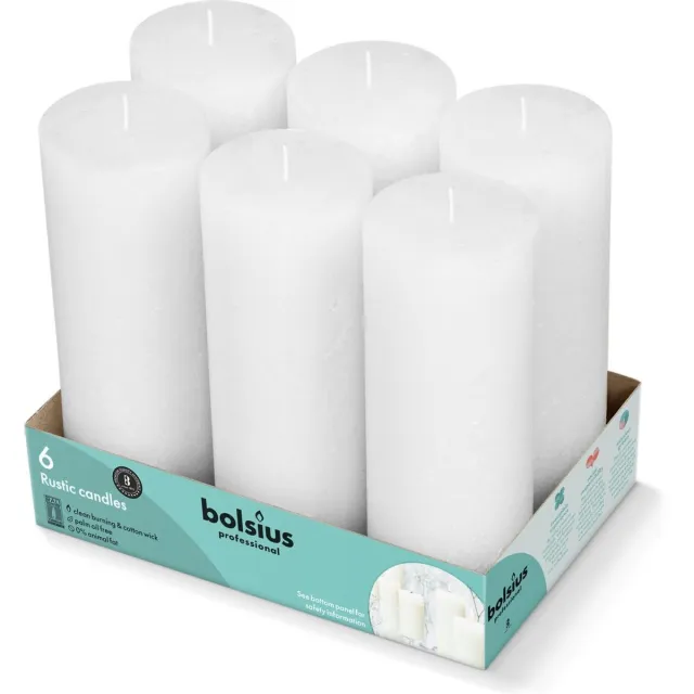 Bolsius Rustieke Stompkaarsen 190/68 - Cloudy White - 6 stuks Wit