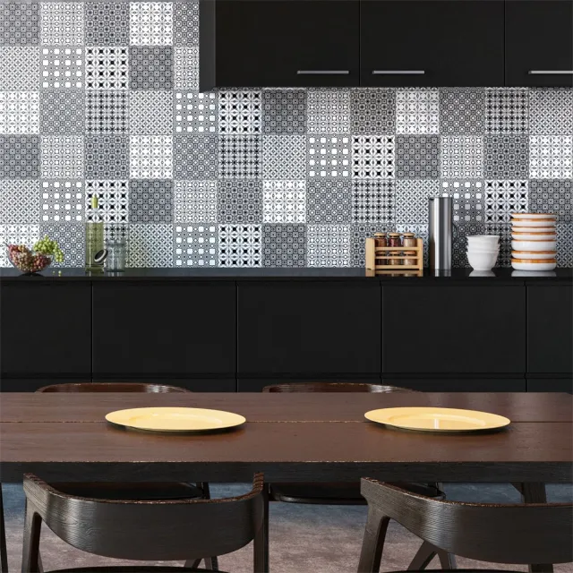 Ambiance Sticker Muurstickers - Zelfklevende tegelmuurstickers voor keuken en badkamer - 9 Scandinavische decoratieve tegelstickers - 9 stickers van 10x10 cm Multi color