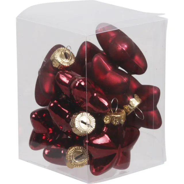 Othmar Decorations Kerstornamenten - sterren - 12x st - donkerrood - 4 cm - glas - kerstversiering