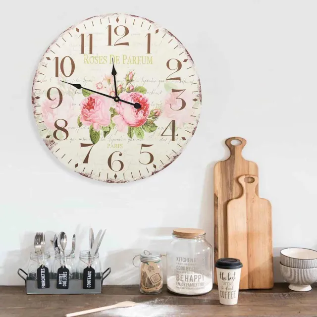 vidaXL Wandklok vintage stijl 60 cm bloemen meerkleurig, foto 2