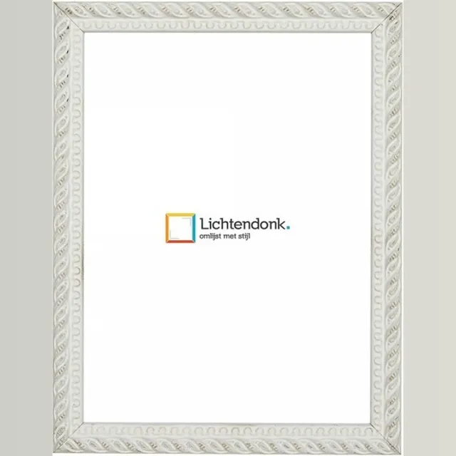 Lichtendonk Fotolijst Barok Wit - Fotomaat 15x20 - Ontspiegeld Glas - Art.nr. 218-713