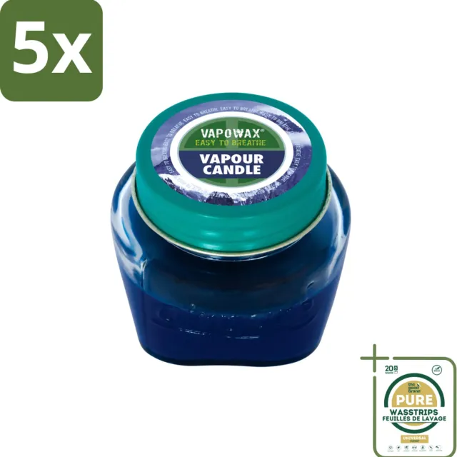 Airpure 5 x Airpure - Kaars Tegen Verkoudheid - Geurkaars - Verlichting bij Verkoudheid - 28,5 g - Wasstrips - Kaars Tegen Verkoudheid - Geurkaars - Verlichting Bij Verkoudheid - Ademhaling Verlichten - Neus Verstopping blauw