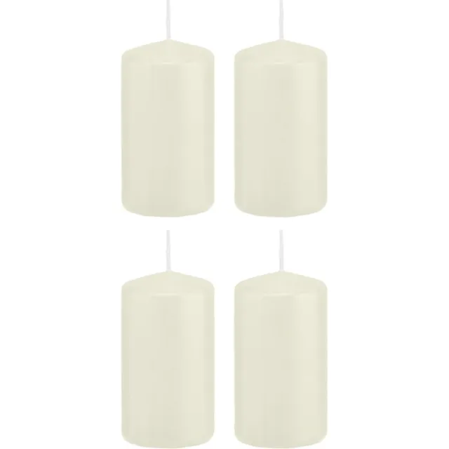 Trend Candles Cilinderkaars/stompkaars - 4x - ivoorwit - 6 x 12 cm - 40 branduren - met brandvertragende folie