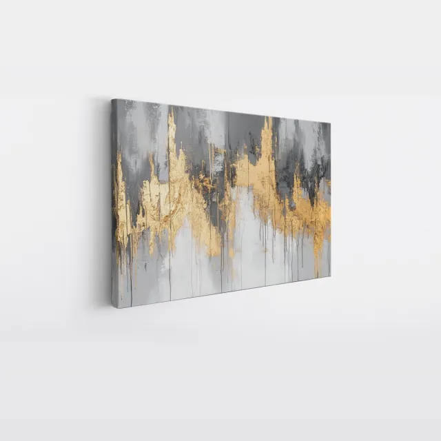 Saammp Canvas Schilderij - grijs - Modern - Abstract kunstwerk - 150x100 - Foto op canvas - Wanddecoratie - Muurdecoratie Woonkamer - Slaapkamer decoratie - Canvas Print Multicolor