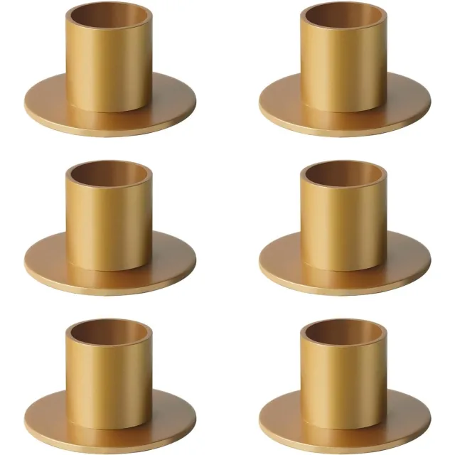 Huttutu Kandelaar - 6-delige Set Metalen Kandelaars - Elegant Design voor Eettafel Bruiloft en Feest - Formaat 5 x 2.7 cm - Goudkleurig - 6 Stuks
