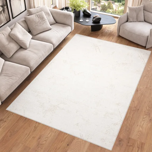 Tapiso Hera Vloerkleed Wit Laagpolig Woonkamer Modern Gewreven Tapijt Maat- 80x150 Wit 3