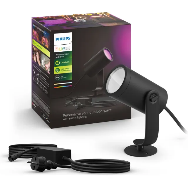 Philips Hue Lily tuinspot - wit en gekleurd licht - 1-spot - zwart - LowVolt - basis