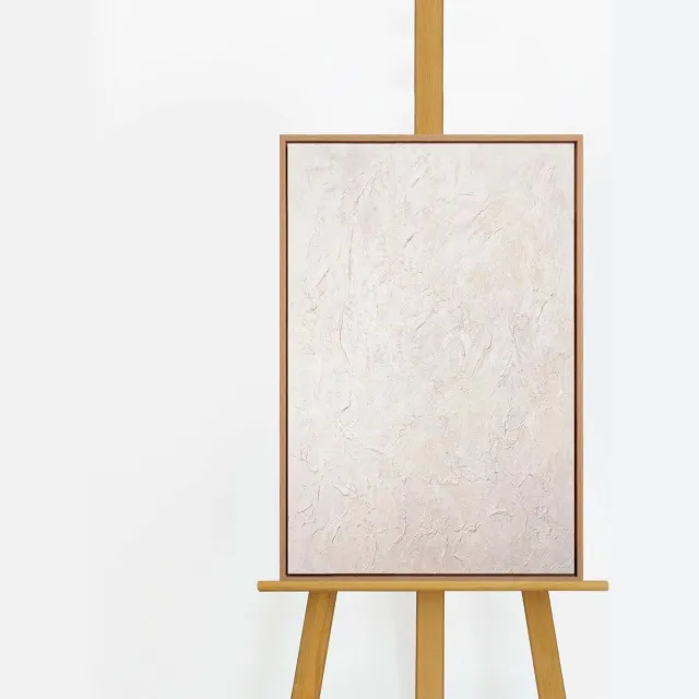 YS Schilderij "Het Fluisteren van de Tijd" - Handgeschilderd canvas schilderij - Wanddecoratie Moderne kunst - Beige - Blauw - Muurdecoratie woonkamer - Slaapkamer decoratie - Kamer accessoires - Abstract schilderij met blauw Wood 60x40