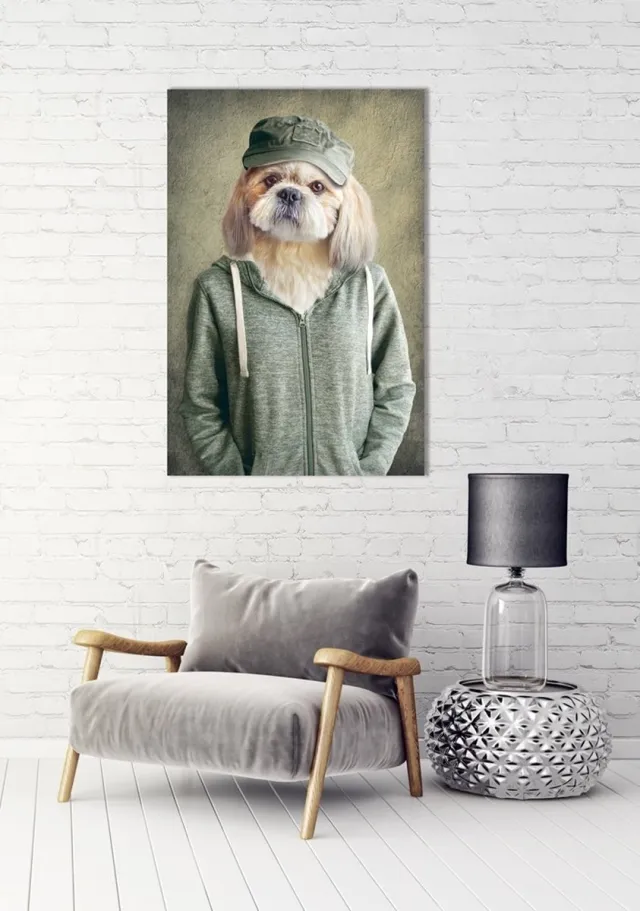 Fine Asianliving Lieve Hond In Vest Digitale Print 80x120cm Acryl Glas multicolor